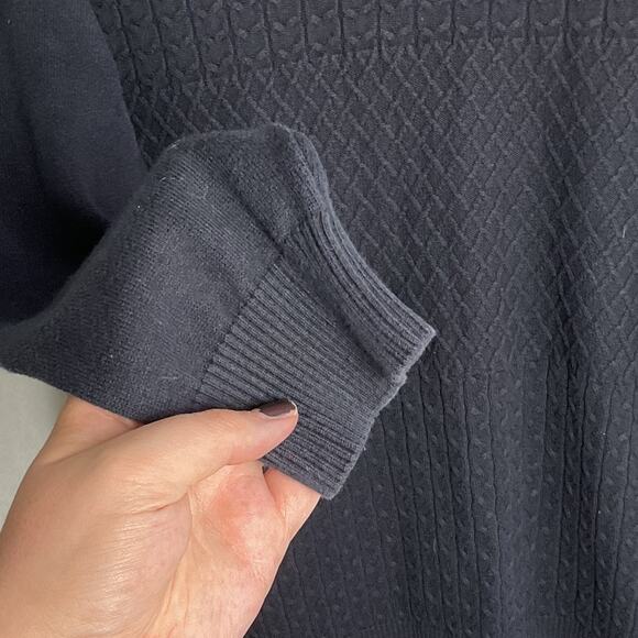 Kigili Mens Pullover Cable Knit V Neck Sweater Wool Cotton Blend Navy Medium - Picture 6 of 12